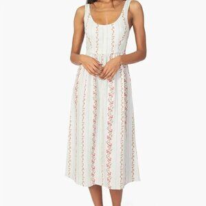 WeWoreWhat Corset Midi Dress, Victorian Floral Stripe/ Rosewood Multi, size M NW